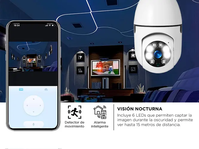 Cámara de Seguridad FULL HD Gadnic Domo Con Visión Nocturna Y Detección de Movimiento - Imagen 3