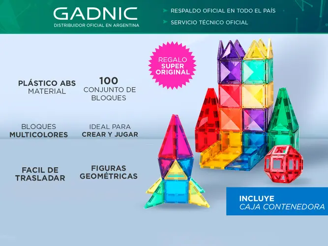 Juegos Magnéticos Gadnic Bloques De Construcción Para Niños 100 Piezas - Imagen 2