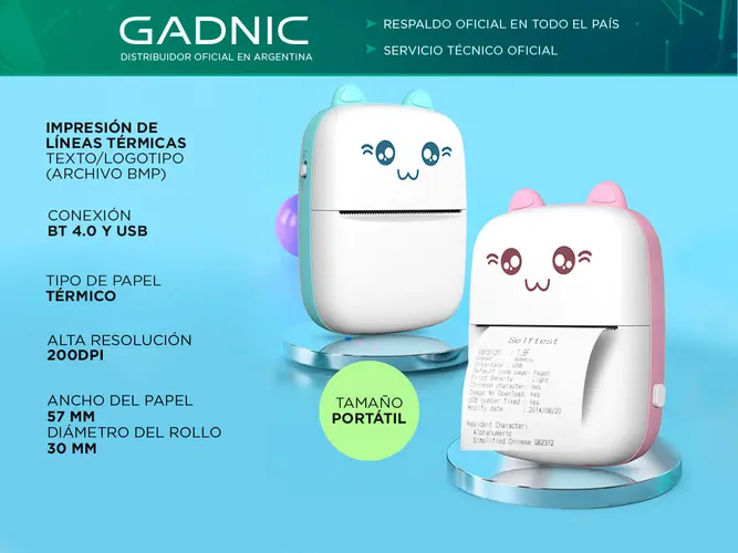 Mini Impresora Térmica Portátil Gadnic - Imagen 2