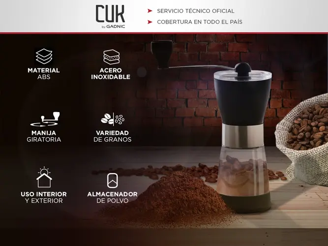 Molinillo De Cafe Manual Gadnic Portatil Ajustable En Acero Inoxidable Y ABS Para Cafe Semillas Y Especias - Imagen 2