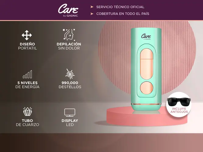 Depiladora Láser IPL Care By Gadnic Flyz - Portátil 5 Niveles de Potencia Uso Unisex Tecnología de Luz Pulsada - Imagen 2