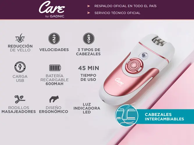 Depiladora eléctrica 4 en 1 Gadnic para mujer pierna cara inalámbrica recargable USB - Imagen 2