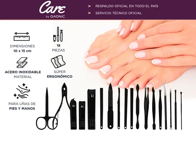 Set de Manicura Pedicura Gadnic KM90 18 Piezas - Imagen 2