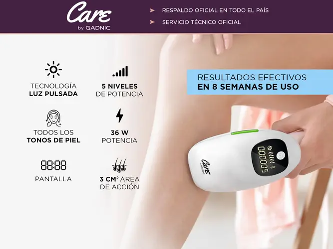 Depiladora Laser IPL990KP Gadnic Luz Pulsada 5 Intensidades Display LED - Imagen 2