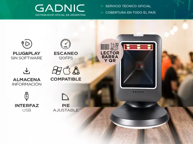Lector de Código de Barras Gadnic EasyScan Omnidireccional 2D USB Scanner - Imagen 2