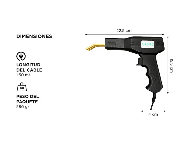 Pistola Soldadora de Plástico Gadnic 36W De Rápido Calentamiento - Imagen 5