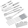 Kit Para Parrilla Gadnic 12 Piezas Acero Inoxidable Asado Pinza Espátula Pinches Brochette Cuchilla